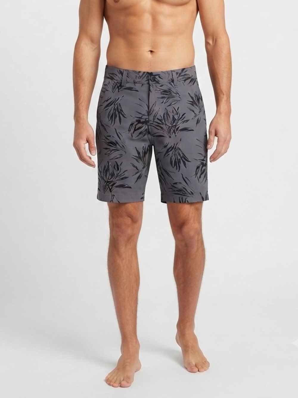 Travis Mathew Gray Shorts with Black Leaf Print Size 32